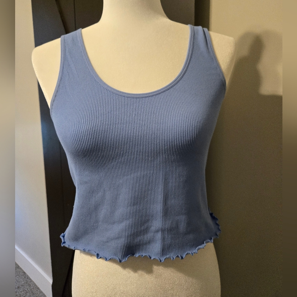 Wallflower Light Blue Ribbed Tank Top